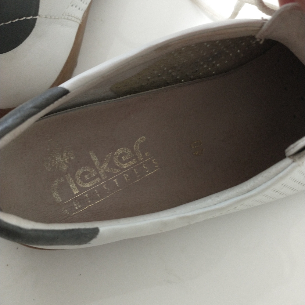 Rieker Nikita White and Gray Casual Leather Sneakers, Euro 40, US Size 9 - Picture 5 of 14
